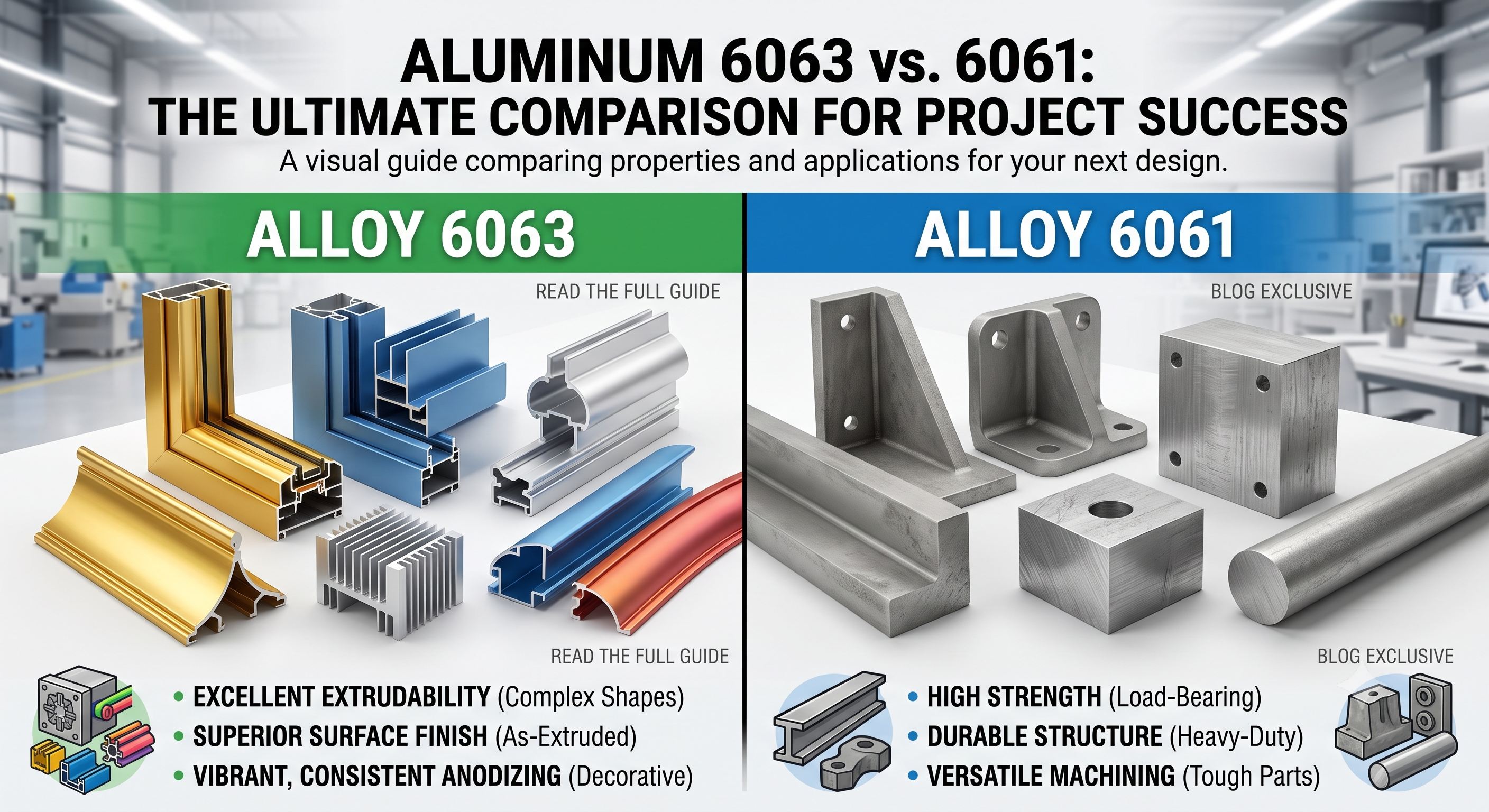 6063 versus 6061 aluminum alloy extrusion profiles