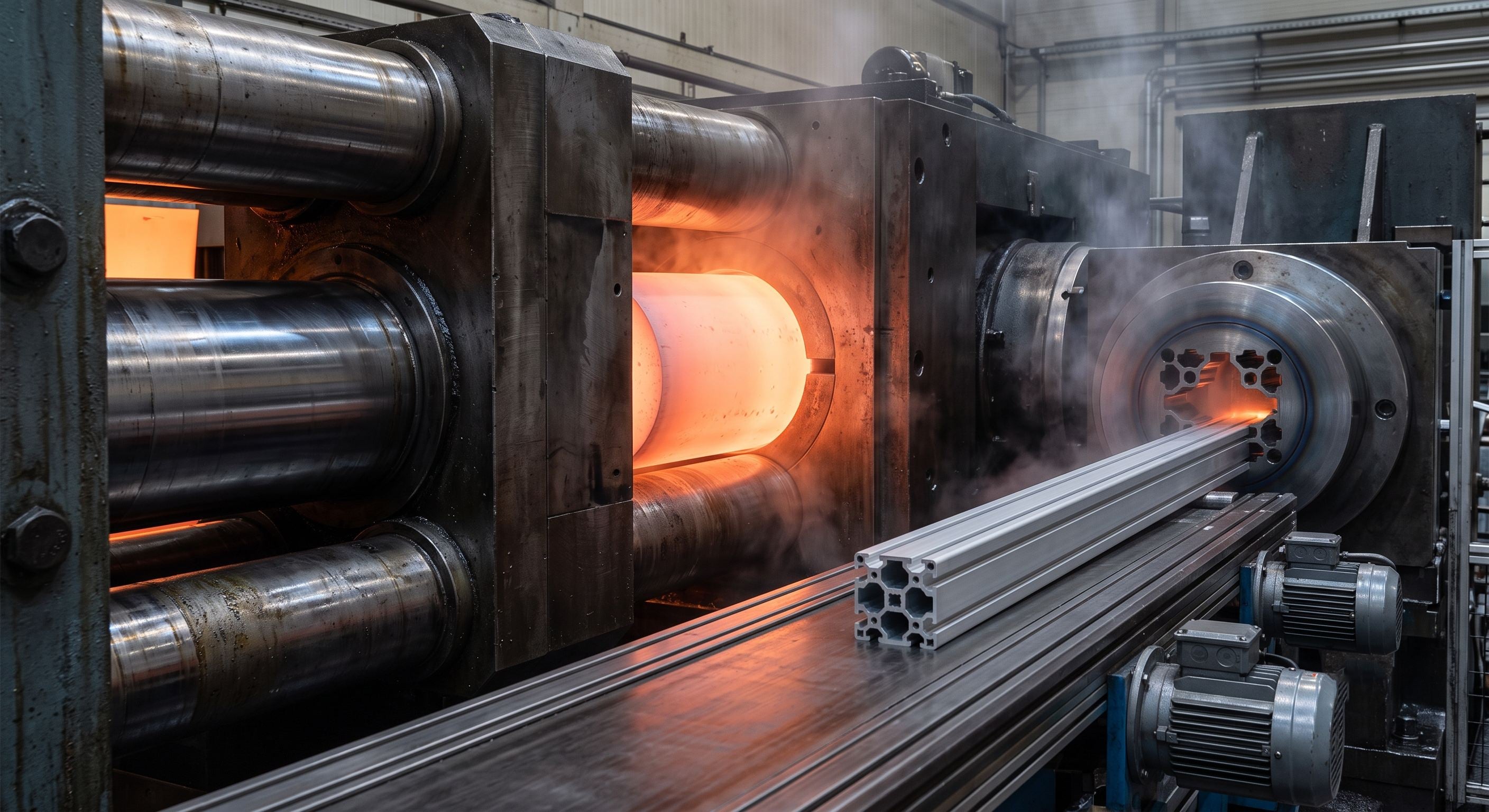 Aluminum billets heated before extrusion